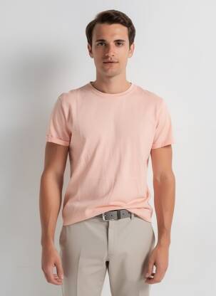 T-shirt coupe droite manches courtes rose MADE IN ITALY homme