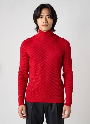 Pull col roulé coupe cintrée manches longues rouge ENZO DICAPRI homme