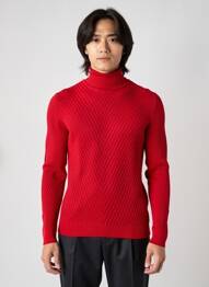 Pull col roulé coupe cintrée manches longues rouge ENZO DICAPRI homme