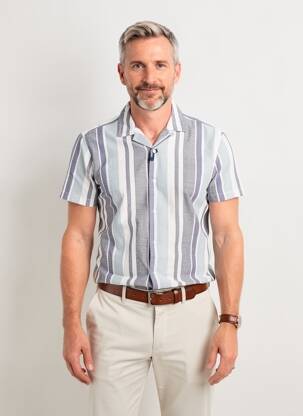 Chemise manches courtes coupe droite bleu PIONEER homme