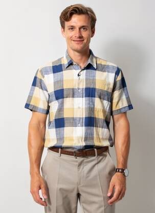 Chemise manches courtes poches beige PIONEER homme