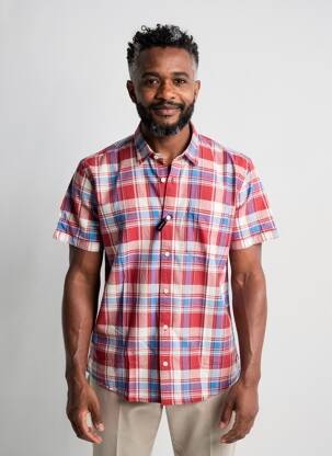 Chemise manches courtes poches rouge PIONEER homme
