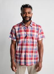 Chemise manches courtes poches rouge PIONEER homme
