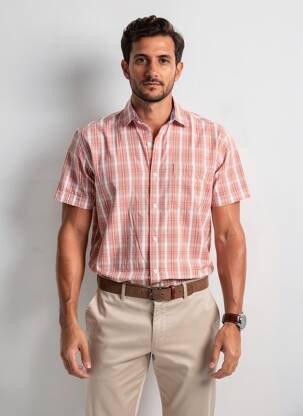 Chemise manches courtes poches orange PIONEER homme