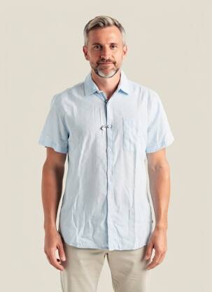 Chemise manches courtes coupe droite bleu PIONEER homme