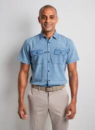 Chemise manches courtes coupe droite bleu fonce PIONEER homme