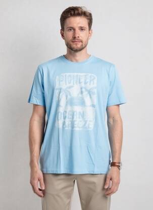 T-shirt stretch manches courtes bleu PIONEER homme