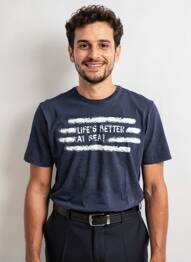 T-shirt stretch manches courtes bleu PIONEER homme