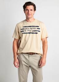 T-shirt stretch manches courtes beige PIONEER homme