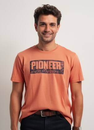 T-shirt coupe cintrée manches courtes orange PIONEER homme
