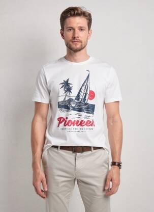 T-shirt coupe cintrée manches courtes blanc PIONEER homme