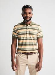 Polo imprimé rayures manches courtes vert PIONEER homme