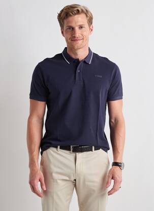 Polo stretch manches courtes bleu fonce PIONEER homme