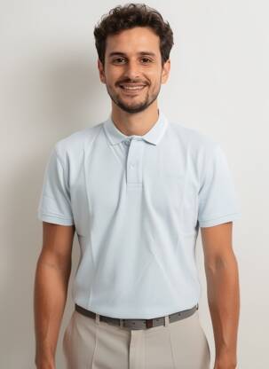 Polo stretch manches courtes bleu clair PIONEER homme