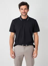 Polo stretch manches courtes noir PIONEER homme