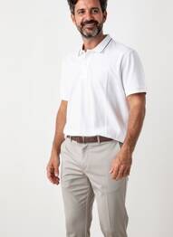 Polo stretch manches courtes blanc PIONEER homme