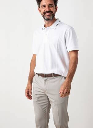 Polo stretch manches courtes blanc PIONEER homme