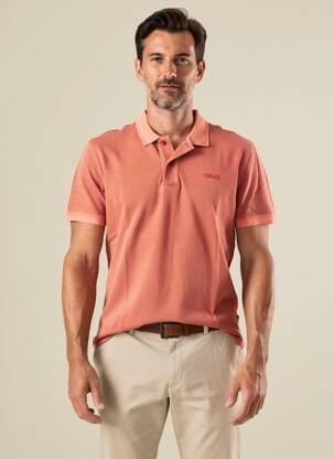 Polo stretch manches courtes orange PIONEER homme
