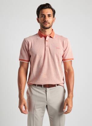 Polo tissage chiné manches courtes orange PIONEER homme