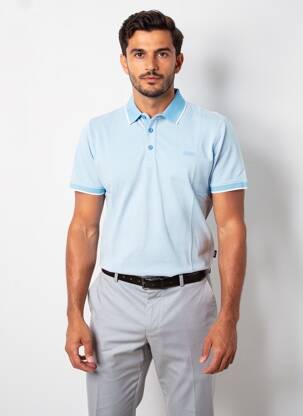 Polo tissage chiné manches courtes bleu clair PIONEER homme