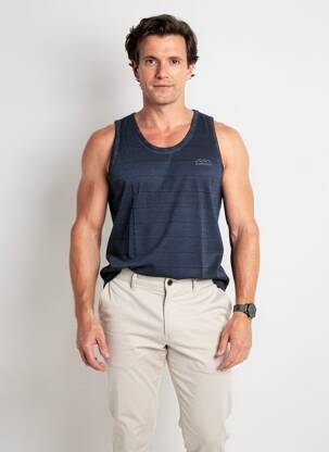 Débardeur imprimé rayures sans manche bleu PIONEER homme