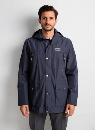 Imperméable coupe droite a capuche bleu PIONEER homme