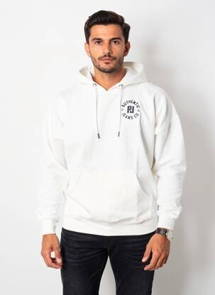 Sweat-shirt à capuche tissage jersey manches longues blanc PIONEER homme