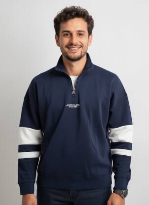 Sweat-shirt stretch manches longues bleu PIONEER homme