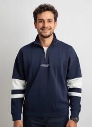 Sweat-shirt stretch manches longues bleu PIONEER homme