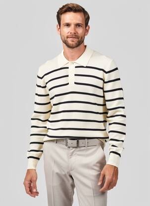 Pull maille souple et aérée manches longues beige PIONEER homme