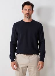 Pull maille souple et aérée manches longues bleu PIONEER homme