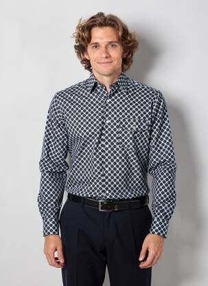 Chemise manches longues imprimé fantaisie bleu RECYCLED ART WORLD homme