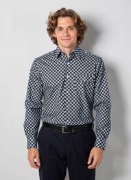 Chemise manches longues poches bleu RECYCLED ART WORLD homme