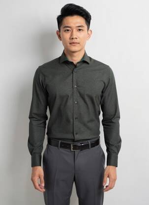 Chemise manches longues imprimé fantaisie vert RECYCLED ART WORLD homme