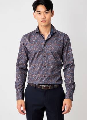 Chemise manches longues coupe cintrée bleu RECYCLED ART WORLD homme