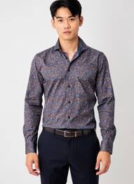 Chemise manches longues coupe cintrée bleu RECYCLED ART WORLD homme
