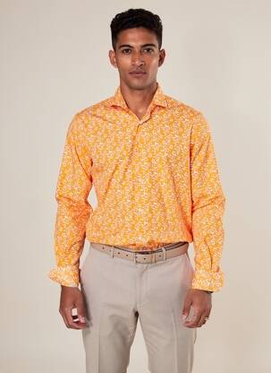 Chemise manches longues coupe cintrée orange RECYCLED ART WORLD homme