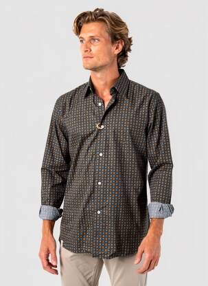 Chemise manches longues imprimé fantaisie vert RECYCLED ART WORLD homme