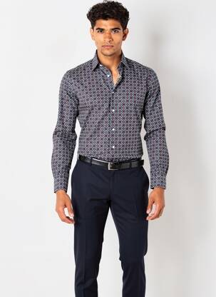 Chemise manches longues imprimé fantaisie bleu RECYCLED ART WORLD homme