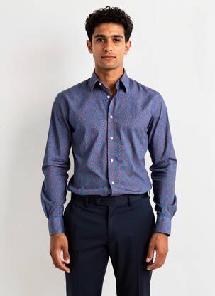 Chemise manches longues imprimé fleurs bleu RECYCLED ART WORLD homme