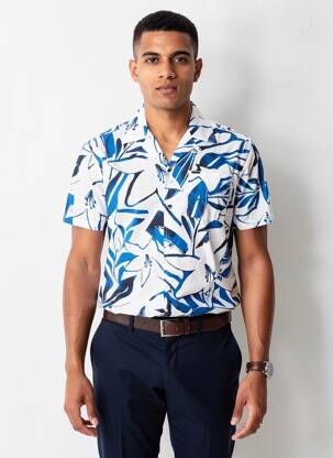Chemise manches courtes col tailleur bleu GARCIA homme