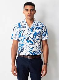 Chemise manches courtes col tailleur bleu GARCIA homme