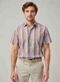 Chemise manches courtes coupe cintrée bleu BLEND homme