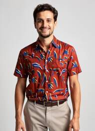 Chemise manches courtes poches orange BLEND homme