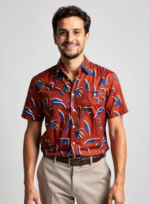 Chemise manches courtes poches orange BLEND homme