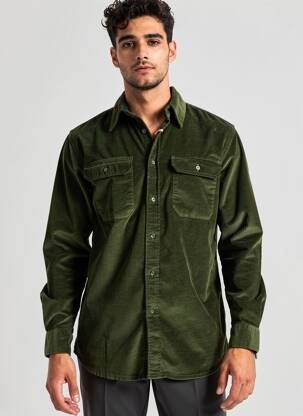 Chemise manches longues poches vert RECYCLED ART WORLD homme