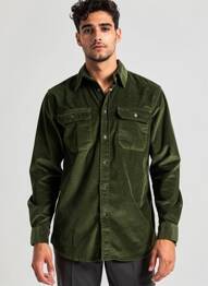 Chemise manches longues poches vert RECYCLED ART WORLD homme
