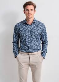 Chemise manches longues coupe cintrée bleu RECYCLED ART WORLD homme