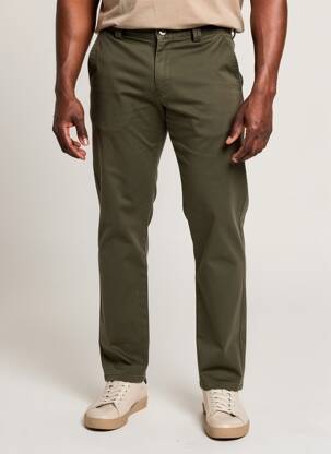 Pantalon chino fermeture zippée sous rabat avec crochet taille normale vert MEYER homme