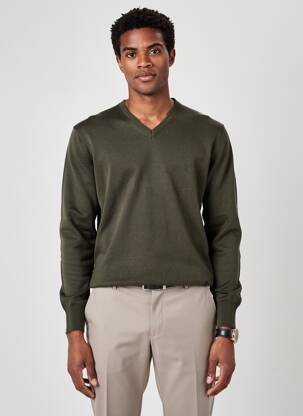 Pull stretch manches longues vert RECYCLED ART WORLD homme